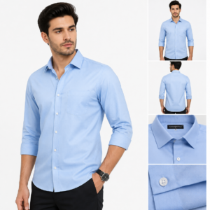 SangamStyle Premium Men's Cotton Shirt in Sky Blue – Regular Fit Cotton Formal Casual Shirt